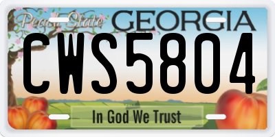 GA license plate CWS5804