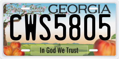 GA license plate CWS5805