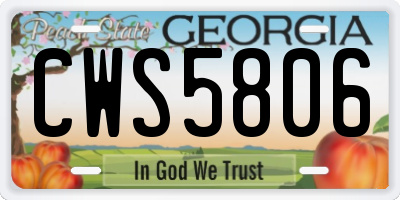 GA license plate CWS5806