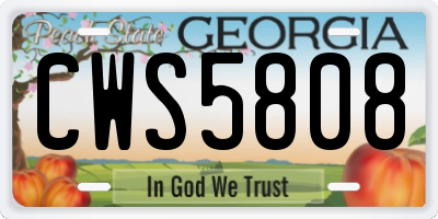GA license plate CWS5808