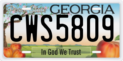 GA license plate CWS5809