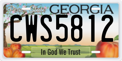 GA license plate CWS5812