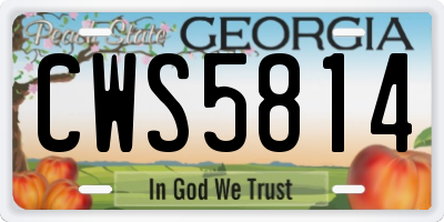 GA license plate CWS5814