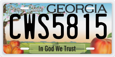 GA license plate CWS5815