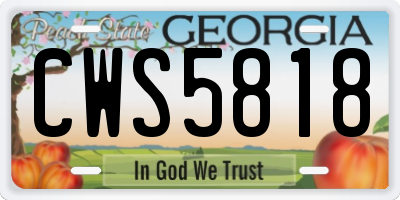 GA license plate CWS5818