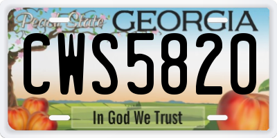 GA license plate CWS5820