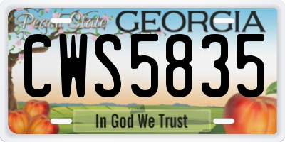 GA license plate CWS5835