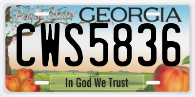 GA license plate CWS5836