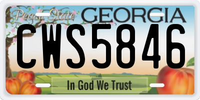 GA license plate CWS5846