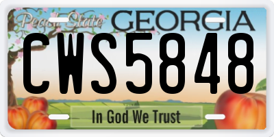GA license plate CWS5848