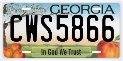 GA license plate CWS5866