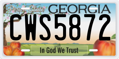 GA license plate CWS5872