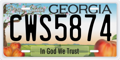 GA license plate CWS5874