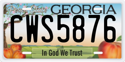 GA license plate CWS5876