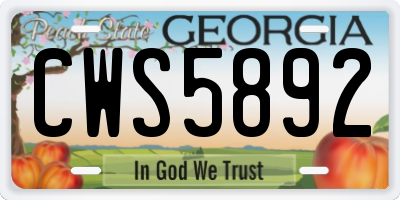 GA license plate CWS5892