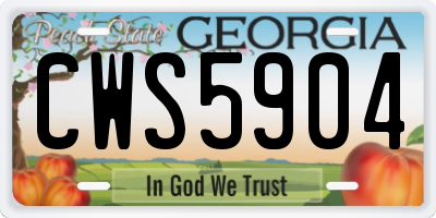 GA license plate CWS5904