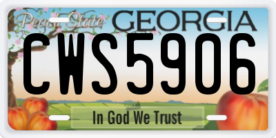 GA license plate CWS5906