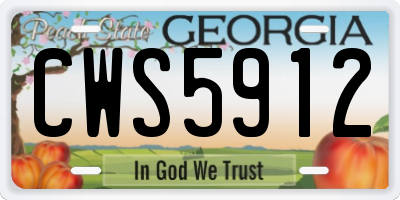 GA license plate CWS5912