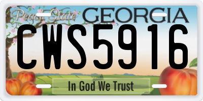 GA license plate CWS5916
