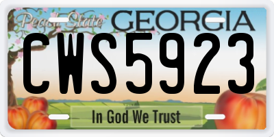 GA license plate CWS5923