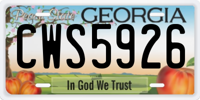 GA license plate CWS5926