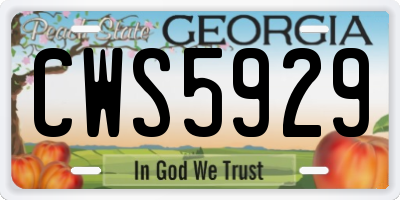 GA license plate CWS5929