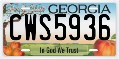 GA license plate CWS5936