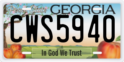 GA license plate CWS5940