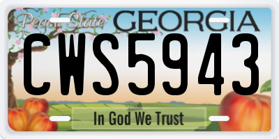 GA license plate CWS5943
