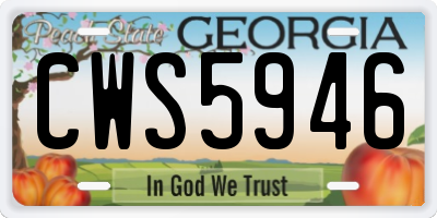 GA license plate CWS5946