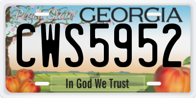 GA license plate CWS5952