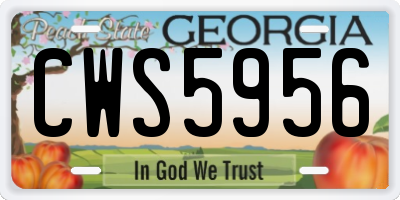GA license plate CWS5956