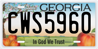 GA license plate CWS5960