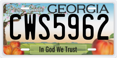 GA license plate CWS5962