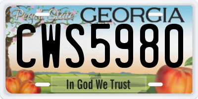 GA license plate CWS5980
