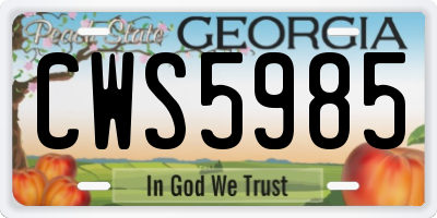 GA license plate CWS5985