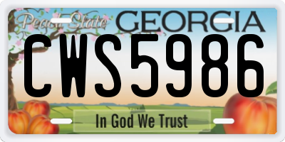 GA license plate CWS5986
