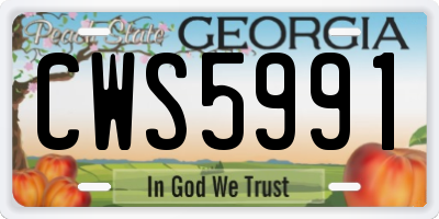 GA license plate CWS5991