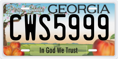 GA license plate CWS5999