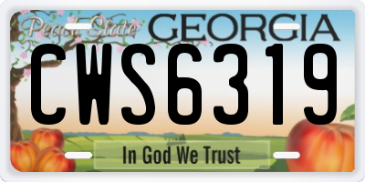 GA license plate CWS6319