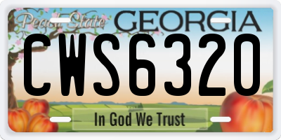 GA license plate CWS6320