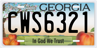 GA license plate CWS6321