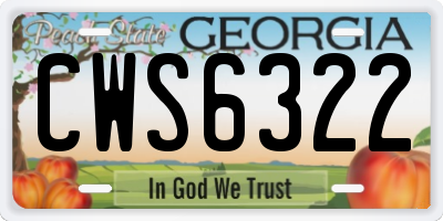 GA license plate CWS6322