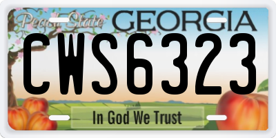GA license plate CWS6323