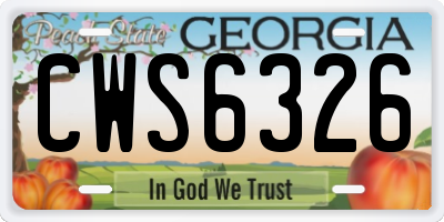 GA license plate CWS6326