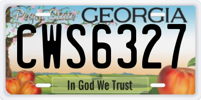 GA license plate CWS6327