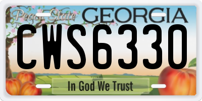 GA license plate CWS6330