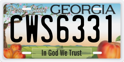 GA license plate CWS6331