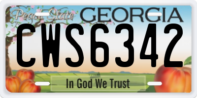 GA license plate CWS6342