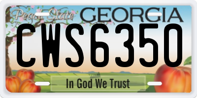 GA license plate CWS6350